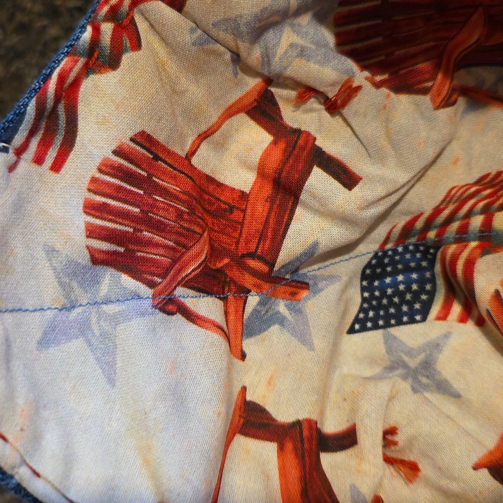 2 Cozies Upcycled Jeans Molly Made It Design Hand Crafted Beach Chair and Flag - Picture 8 of 9